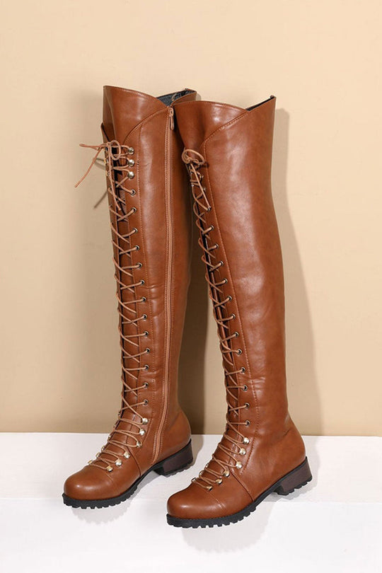 R&B | Over-The-Knee Stiefel mit Schnürsenkeln