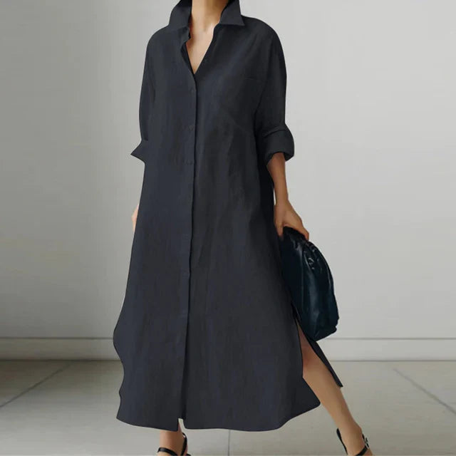 Lockeres langärmeliges Maxikleid für Damen
