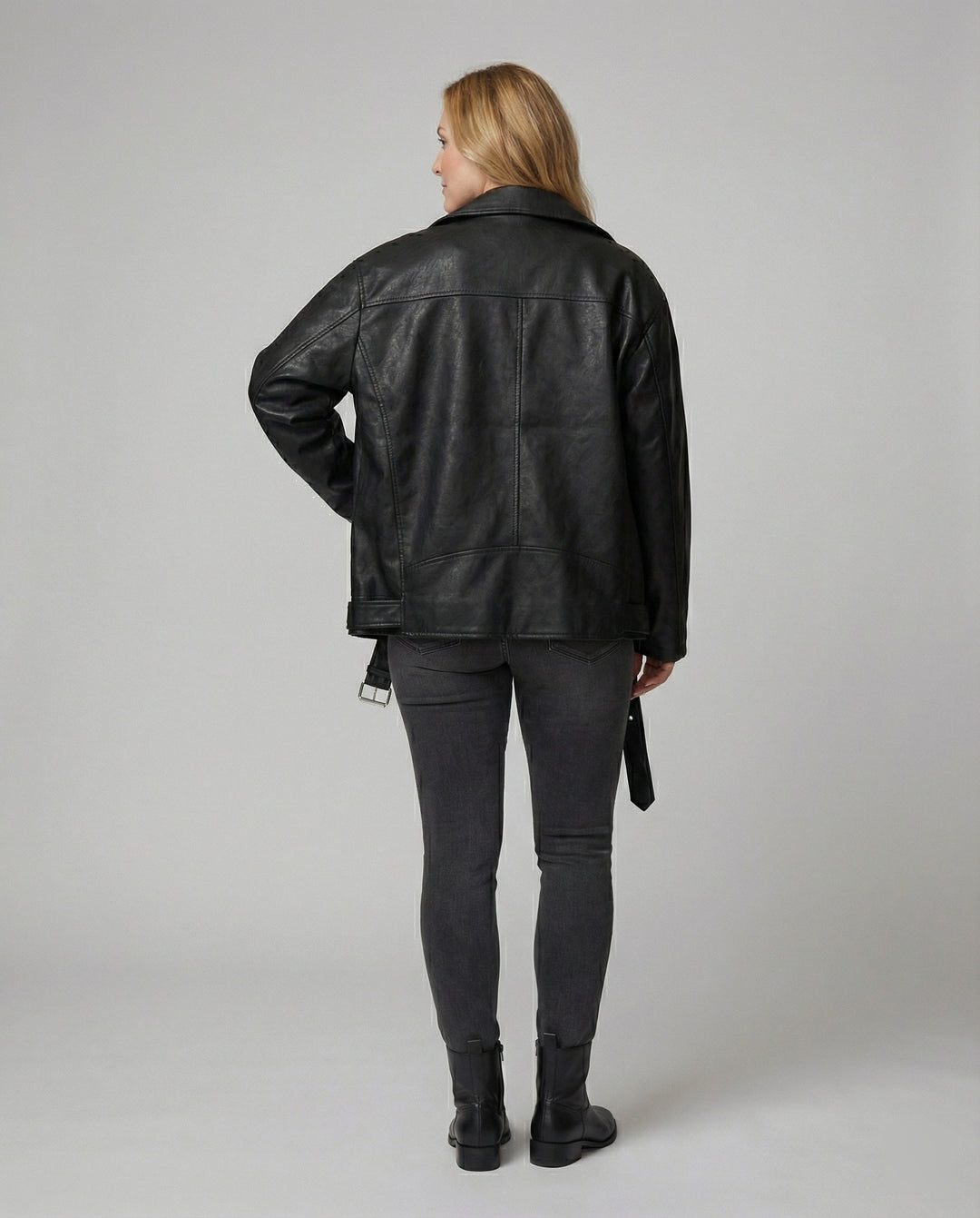 Stylische Oversize Kunstlederjacke im American High-Street Look für Damen