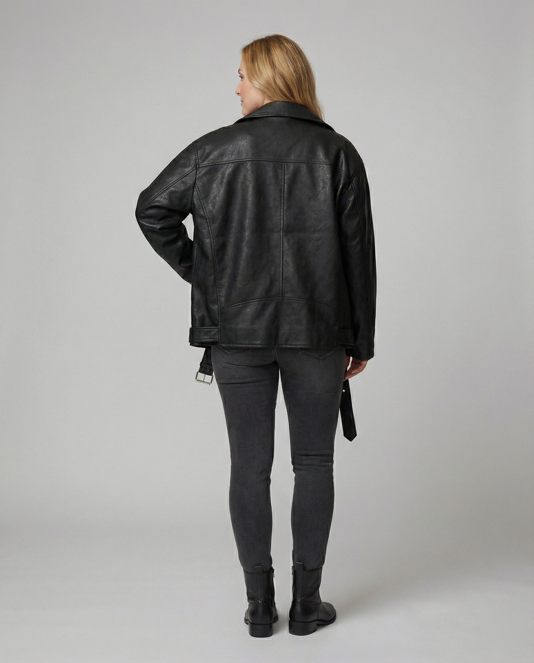 Stylische Oversize Kunstlederjacke im American High-Street Look für Damen