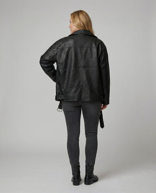 Stylische Oversize Kunstlederjacke im American High-Street Look für Damen