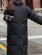 R&B | Lange Pufferjacke - Wasserabweisend - Gestepptes Design - Kapuze - Warm und Bequem