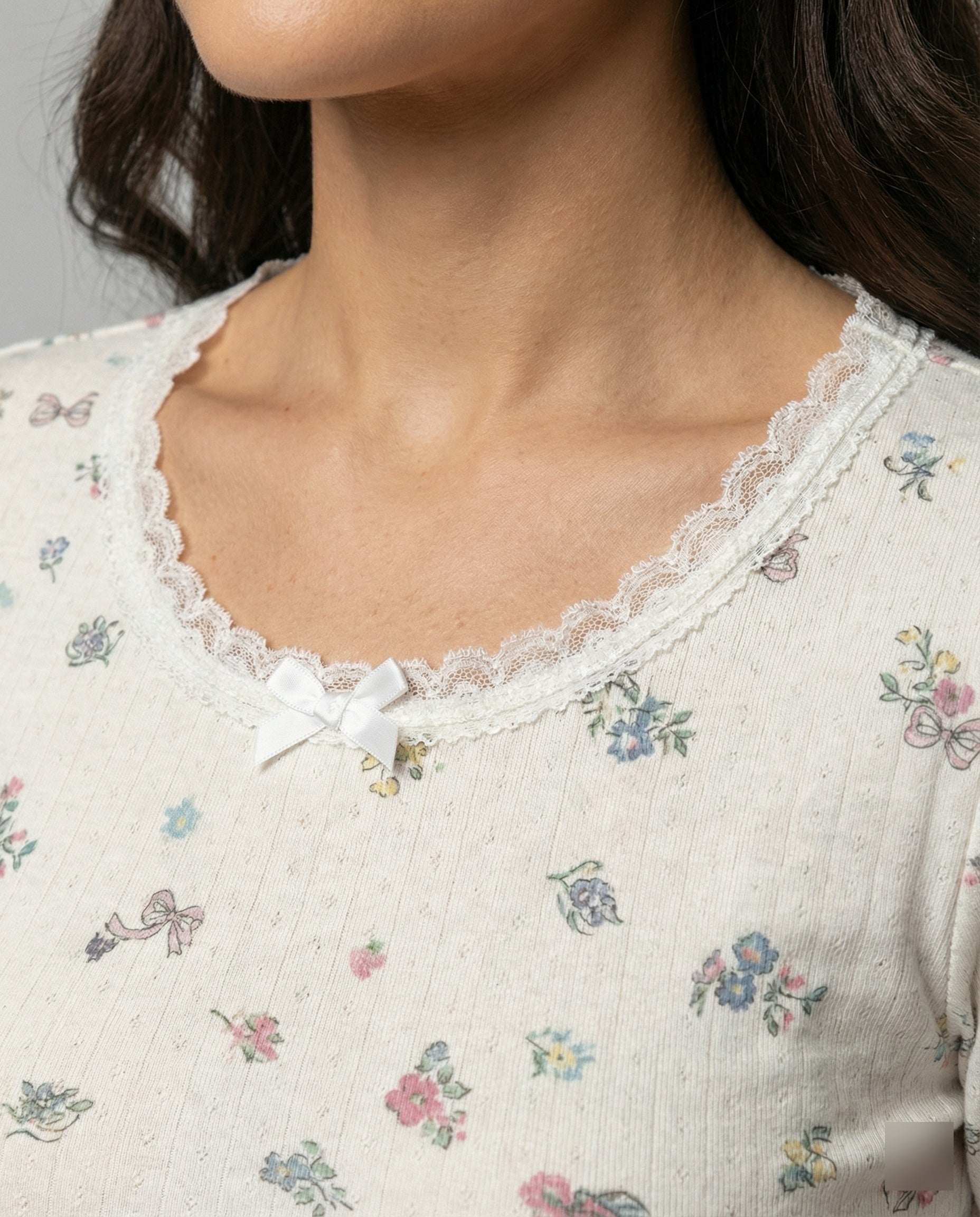 Süßes Langarmshirt mit Rundhalsausschnitt und Print für Damen