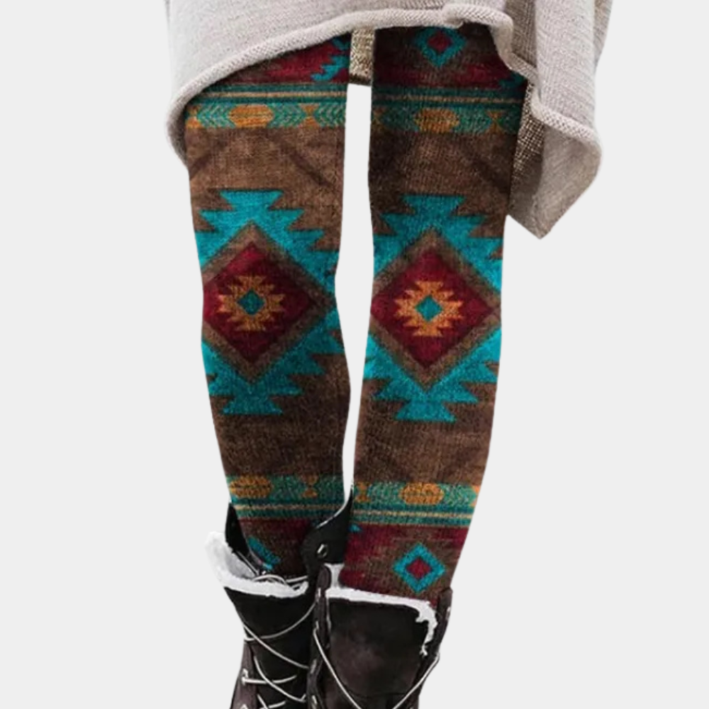 R&B | Leggings Enganliegend Weicher und Atmungsaktiver Strick Geometrisches Muster Vollständig Länglich