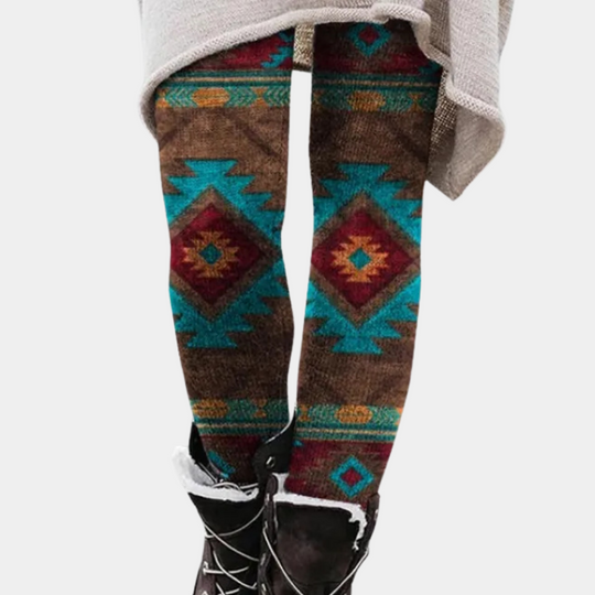 R&B | Leggings Enganliegend Weicher und Atmungsaktiver Strick Geometrisches Muster Vollständig Länglich