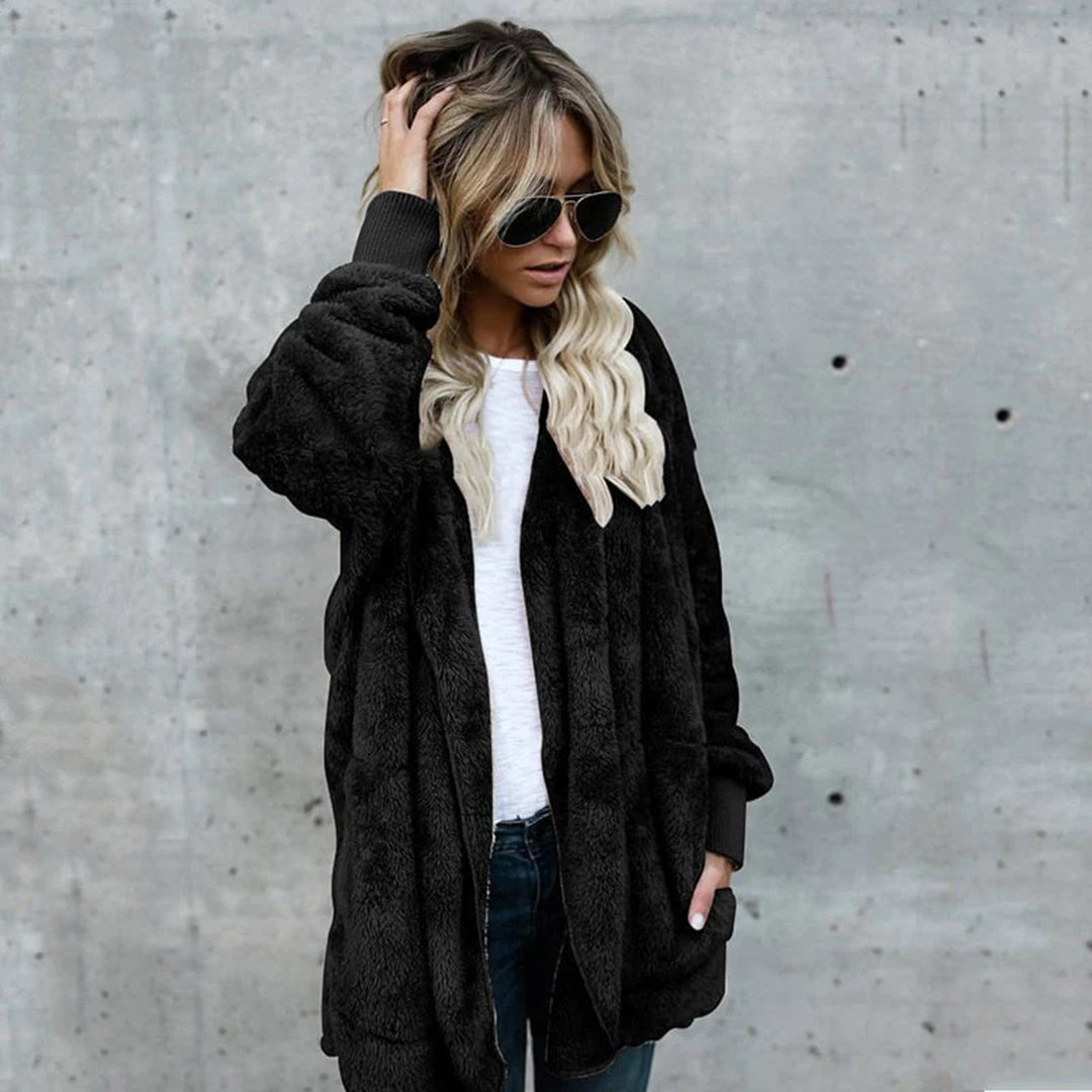 R&B | Damen Elegante Lange Cardigan mit Langen Ärmeln Aus Fleece