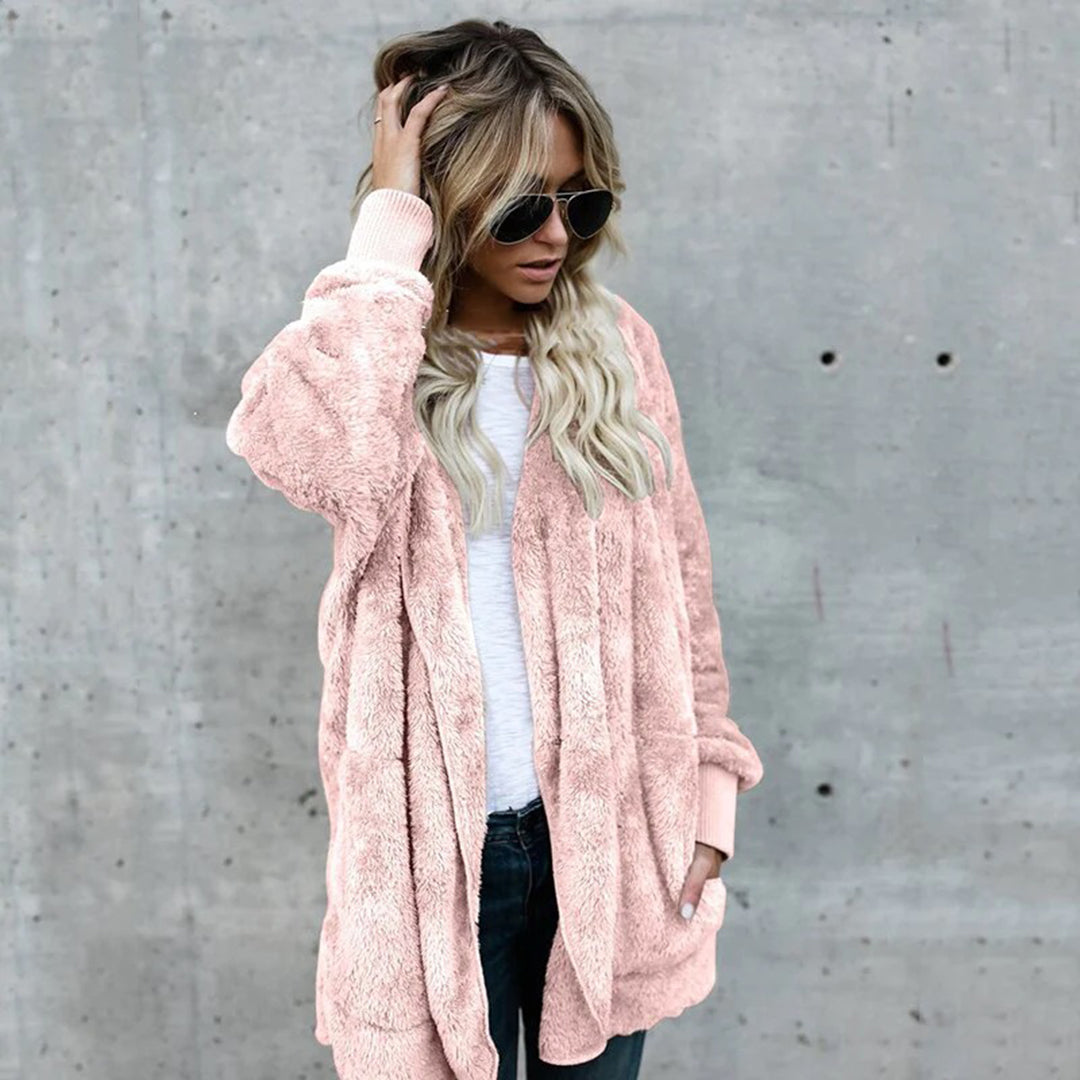 R&B | Damen Elegante Lange Cardigan mit Langen Ärmeln Aus Fleece
