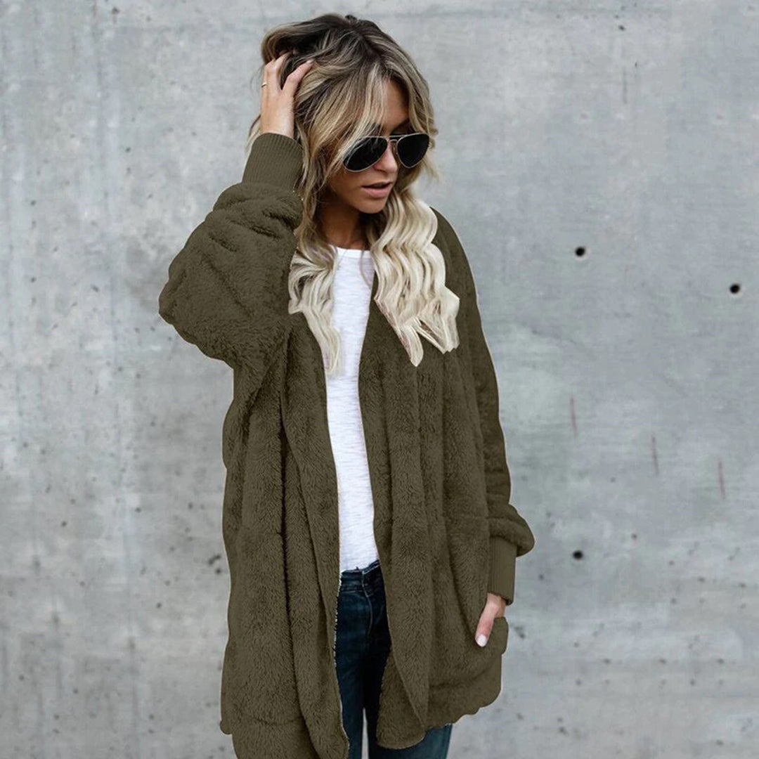 R&B | Damen Elegante Lange Cardigan mit Langen Ärmeln Aus Fleece