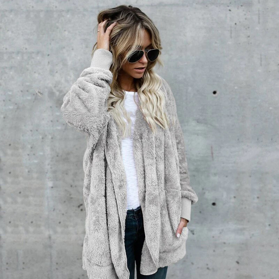 R&B | Damen Elegante Lange Cardigan mit Langen Ärmeln Aus Fleece