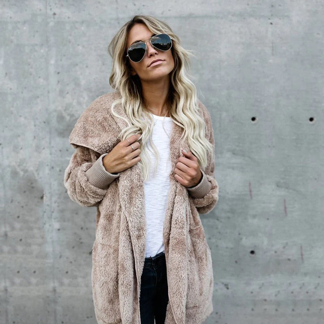 R&B | Damen Elegante Lange Cardigan mit Langen Ärmeln Aus Fleece