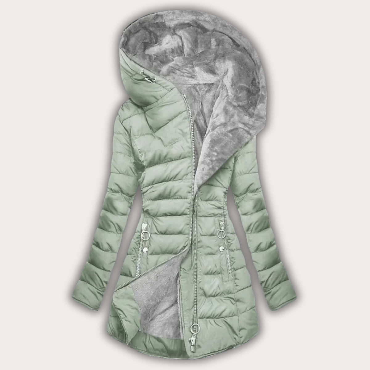 R&B | Warme Daunenjacke mit Pelzkapuze für Damen