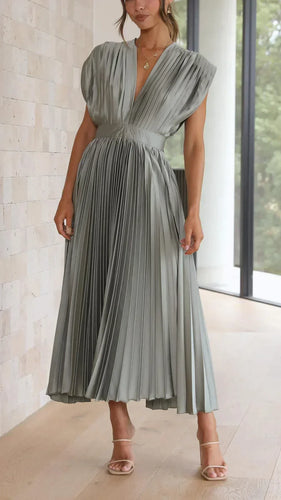 R&B | Ärmelloses, Plissiertes Midikleid