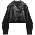 R&B | Damen verkürzte Kunstleder Bikerjacke mit taillierter Taille