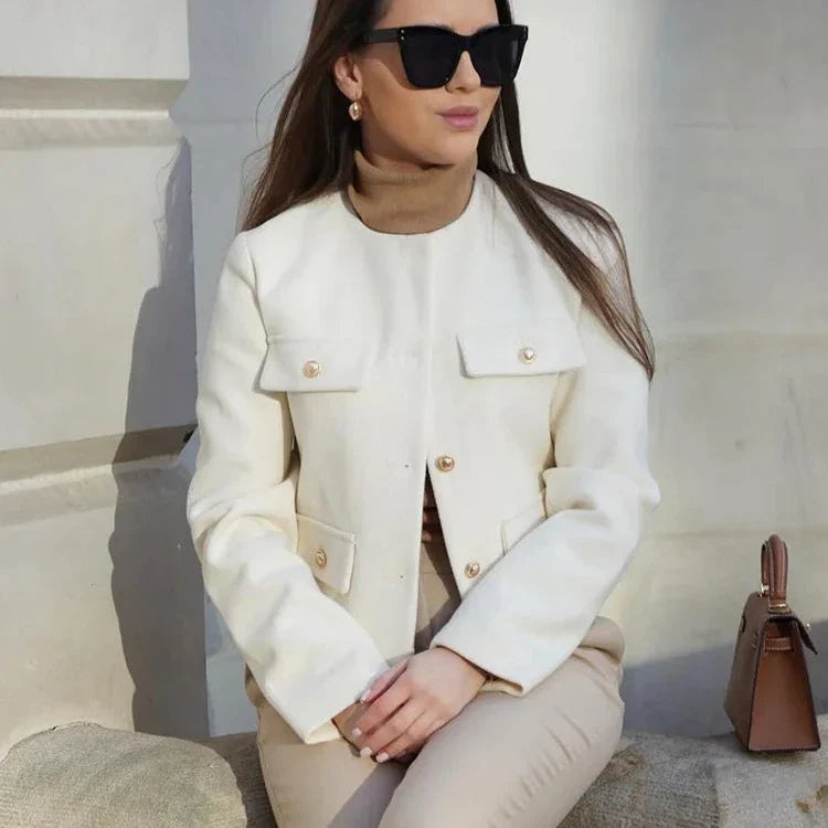 R&B | Elegant und schicke Damen Blazerjacke mit Struktur und Knöpfen