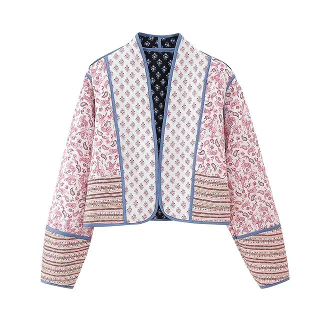 R&B | Vintage-Patchwork-Blumenjacke für Frauen