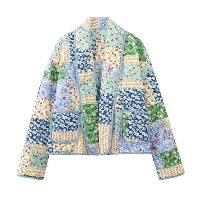 R&B | Vintage-Patchwork-Blumenjacke für Frauen