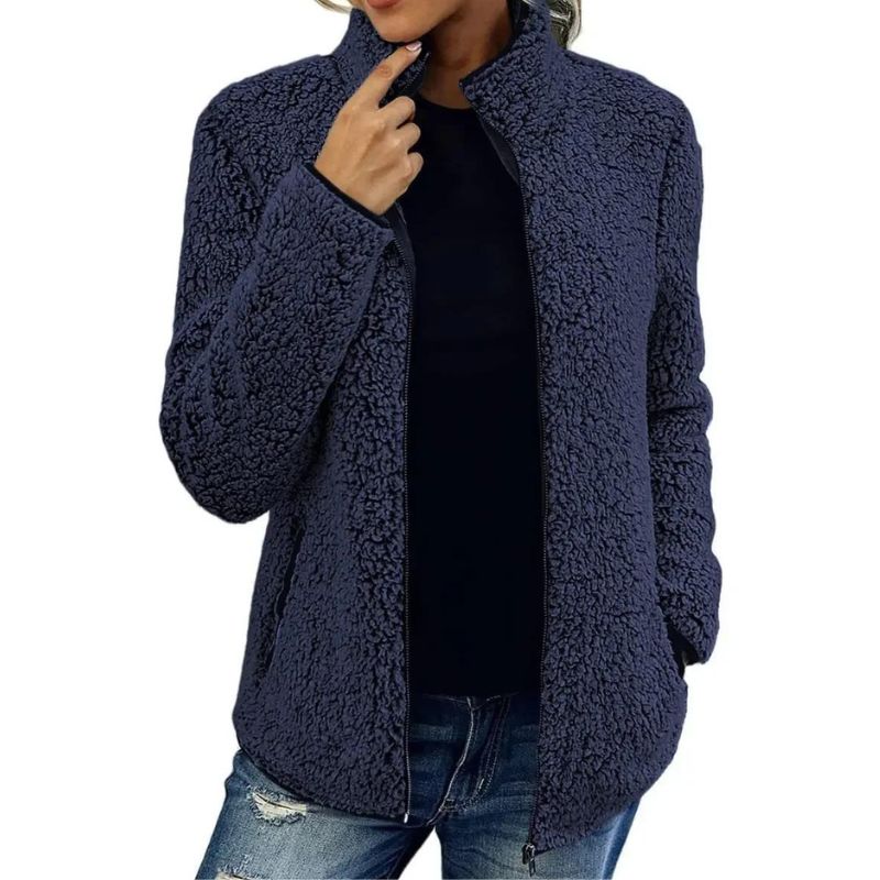 R&B | Winter Teddy Jacke - Voller Reißverschluss und Hoher Kragen Design