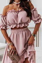 R&B | Flügel Off Shoulder Crop Unregelmäßigkeit Rock Set