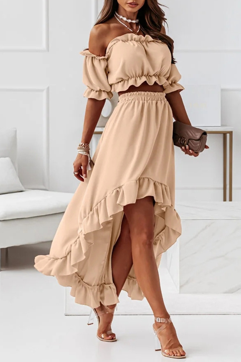 R&B | Flügel Off Shoulder Crop Unregelmäßigkeit Rock Set