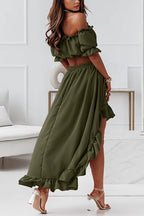 R&B | Flügel Off Shoulder Crop Unregelmäßigkeit Rock Set