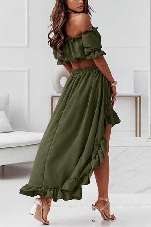 R&B | Flügel Off Shoulder Crop Unregelmäßigkeit Rock Set