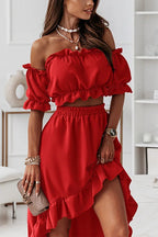 R&B | Flügel Off Shoulder Crop Unregelmäßigkeit Rock Set