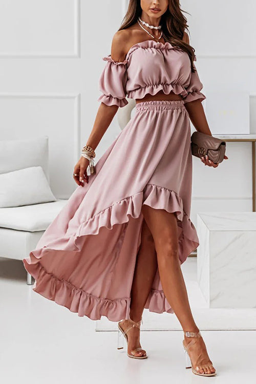 R&B | Flügel Off Shoulder Crop Unregelmäßigkeit Rock Set