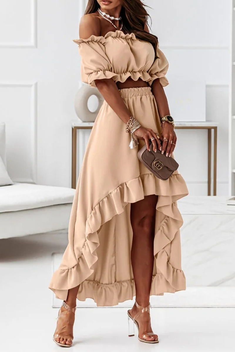 R&B | Flügel Off Shoulder Crop Unregelmäßigkeit Rock Set