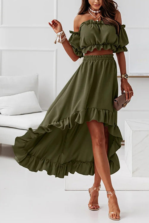R&B | Flügel Off Shoulder Crop Unregelmäßigkeit Rock Set
