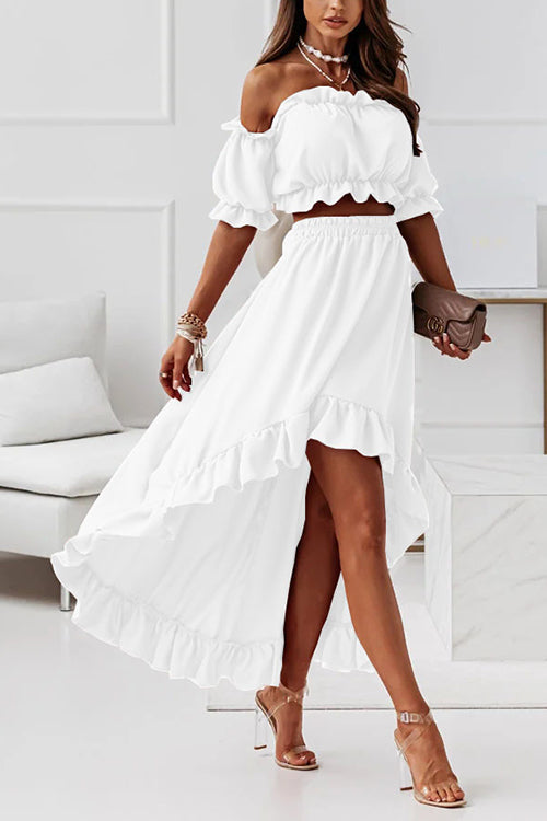 R&B | Flügel Off Shoulder Crop Unregelmäßigkeit Rock Set