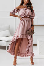 R&B | Flügel Off Shoulder Crop Unregelmäßigkeit Rock Set