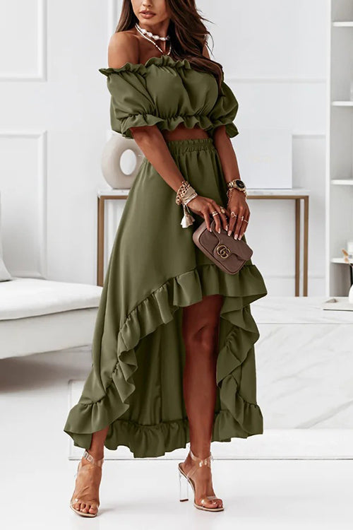 R&B | Flügel Off Shoulder Crop Unregelmäßigkeit Rock Set