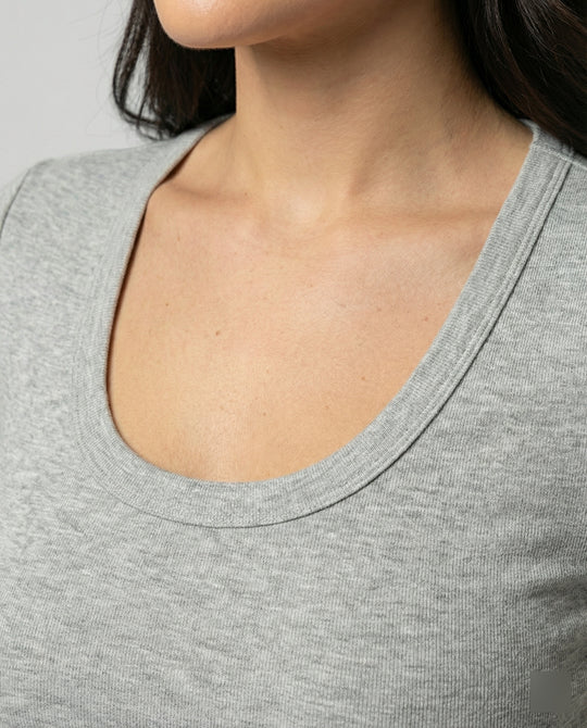 Tailliertes Damen Sommer T-Shirt Kurzarm U-Ausschnitt Baumwolle