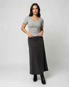 Tailliertes Damen Sommer T-Shirt Kurzarm U-Ausschnitt Baumwolle