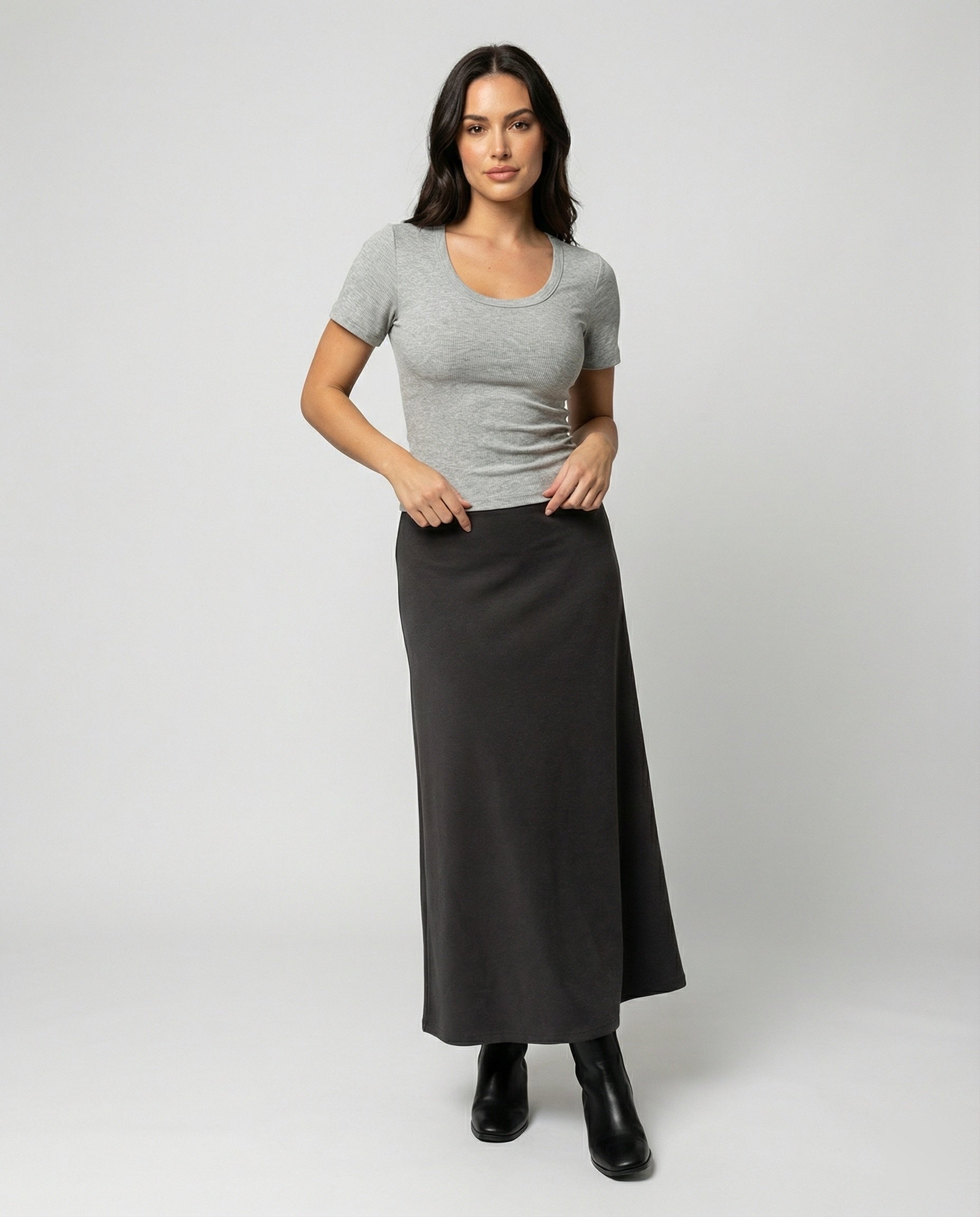 Tailliertes Damen Sommer T-Shirt Kurzarm U-Ausschnitt Baumwolle