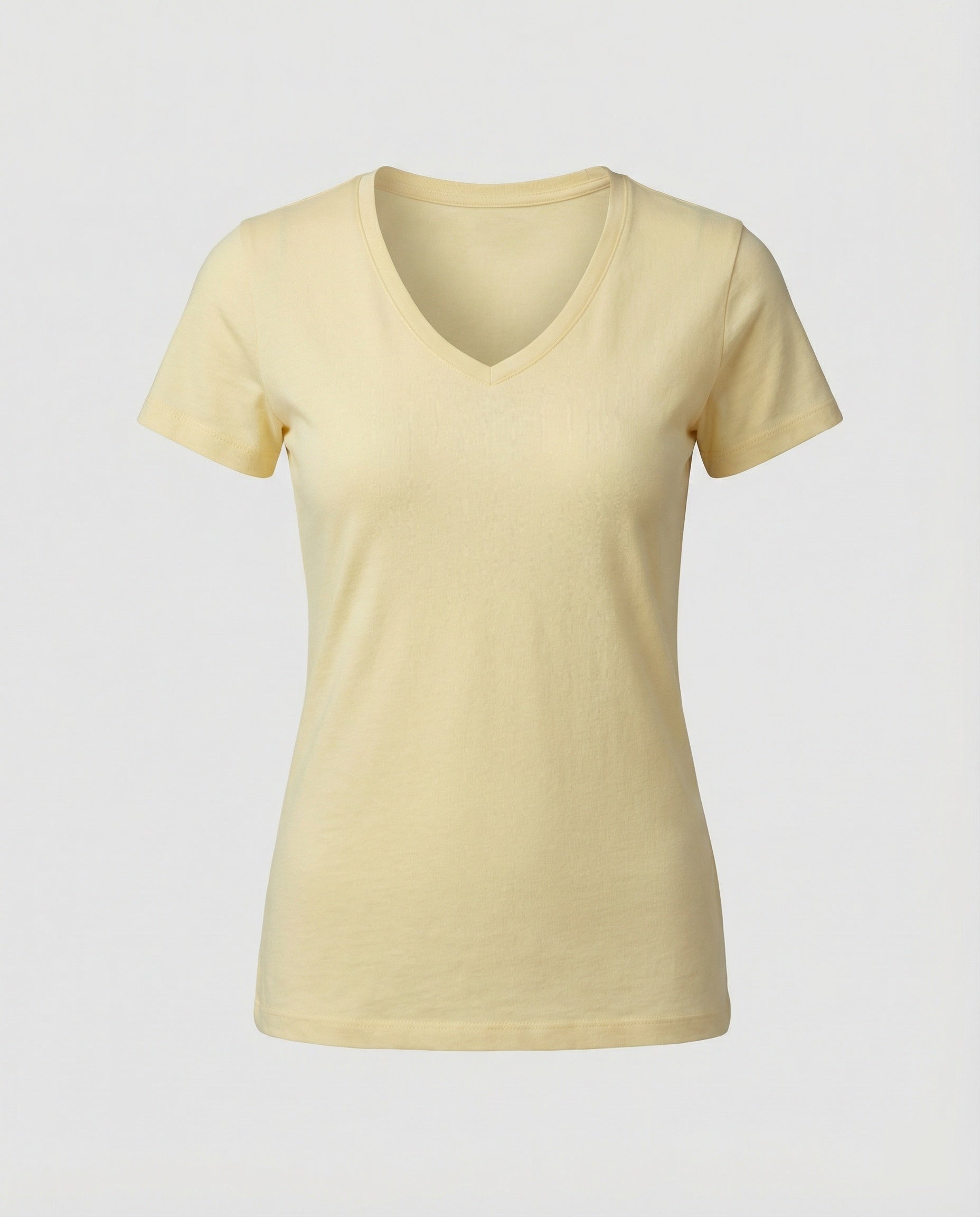 Tailliertes Damen T-Shirt mit V-Ausschnitt aus atmungsaktiver Baumwolle
