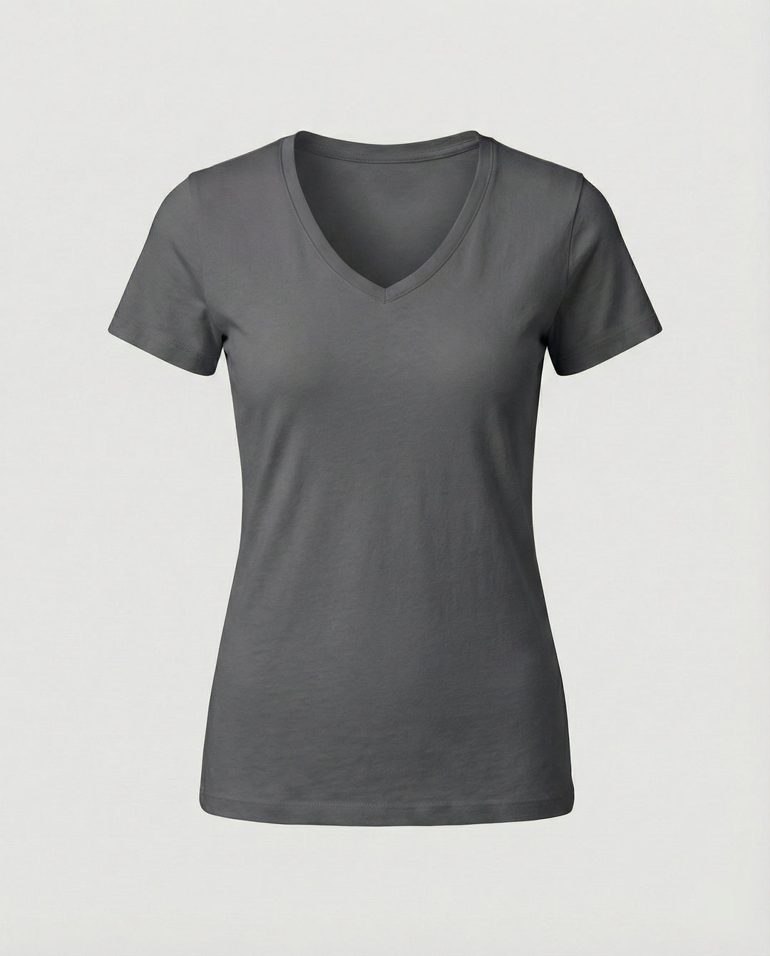 Tailliertes Damen T-Shirt mit V-Ausschnitt aus atmungsaktiver Baumwolle