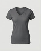 Tailliertes Damen T-Shirt mit V-Ausschnitt aus atmungsaktiver Baumwolle