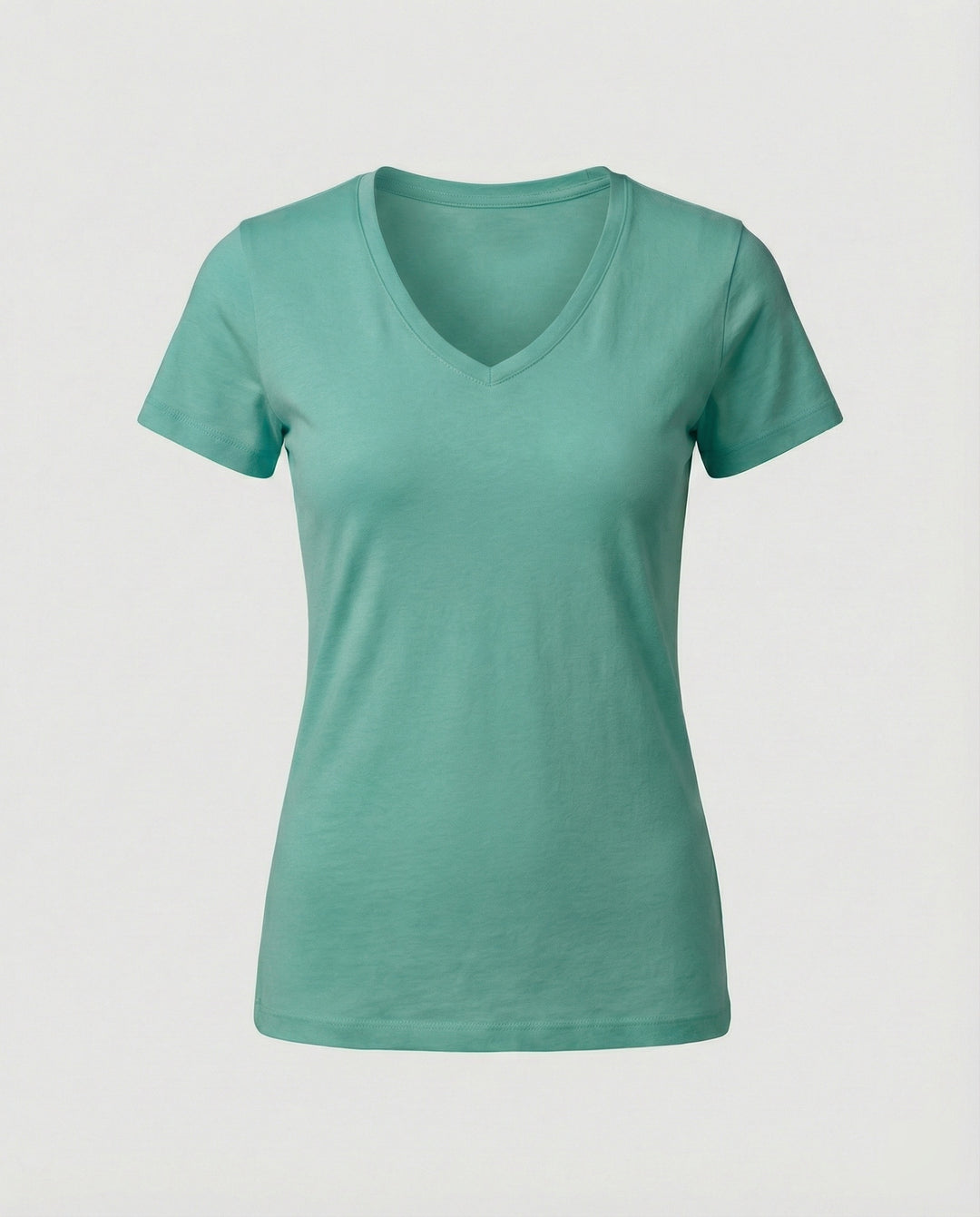 Tailliertes Damen T-Shirt mit V-Ausschnitt aus atmungsaktiver Baumwolle