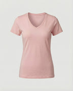 Tailliertes Damen T-Shirt mit V-Ausschnitt aus atmungsaktiver Baumwolle