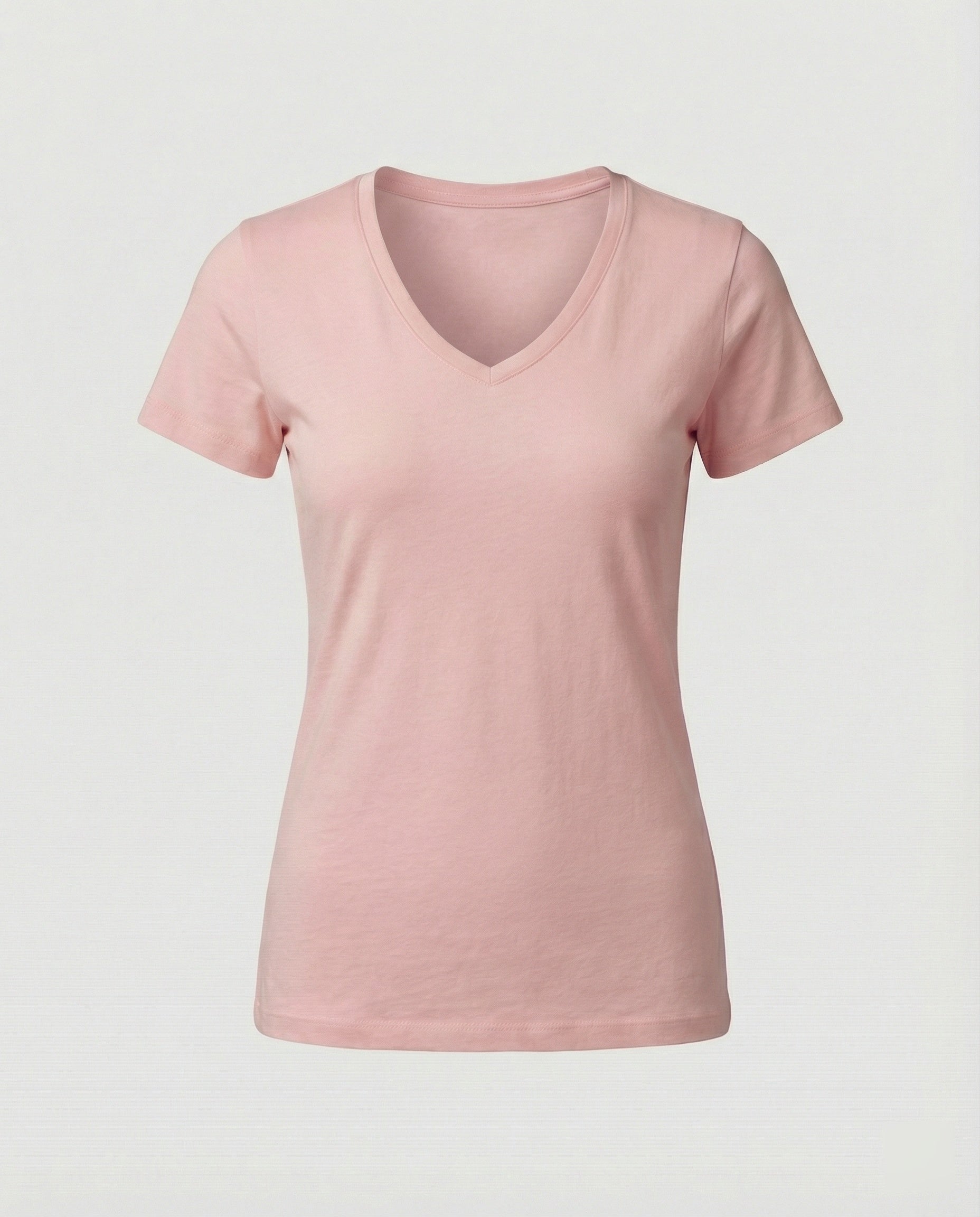 Tailliertes Damen T-Shirt mit V-Ausschnitt aus atmungsaktiver Baumwolle