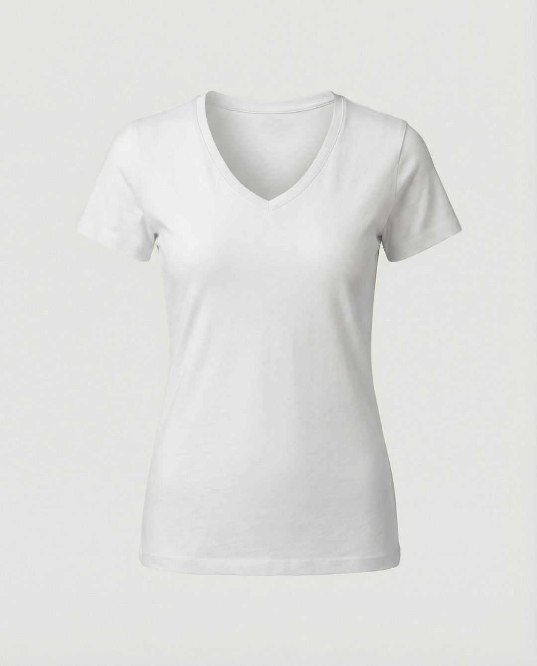 Tailliertes Damen T-Shirt mit V-Ausschnitt aus atmungsaktiver Baumwolle