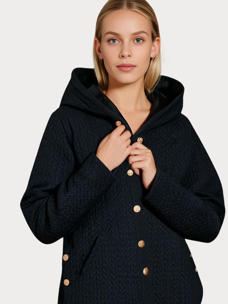 R&B | Damen - Wintermantel – Eleganter Gefütterter Mantel mit Kapuze
