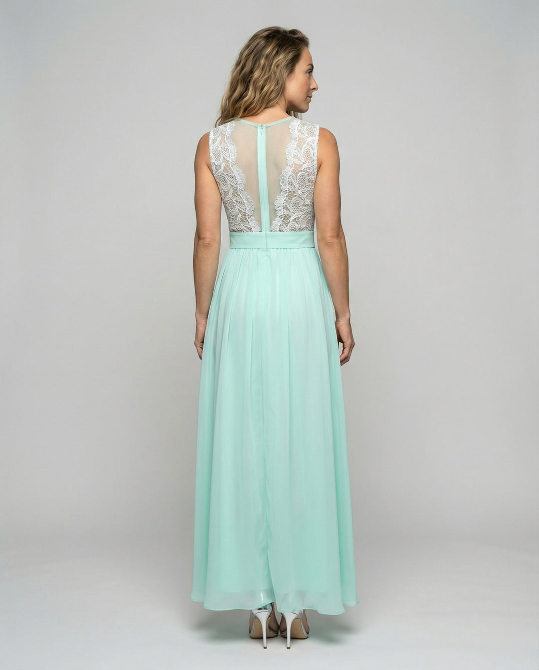 R&B | Chiffon Brautjungfernkleid mit Herz Ausschnitt, Fußlänge