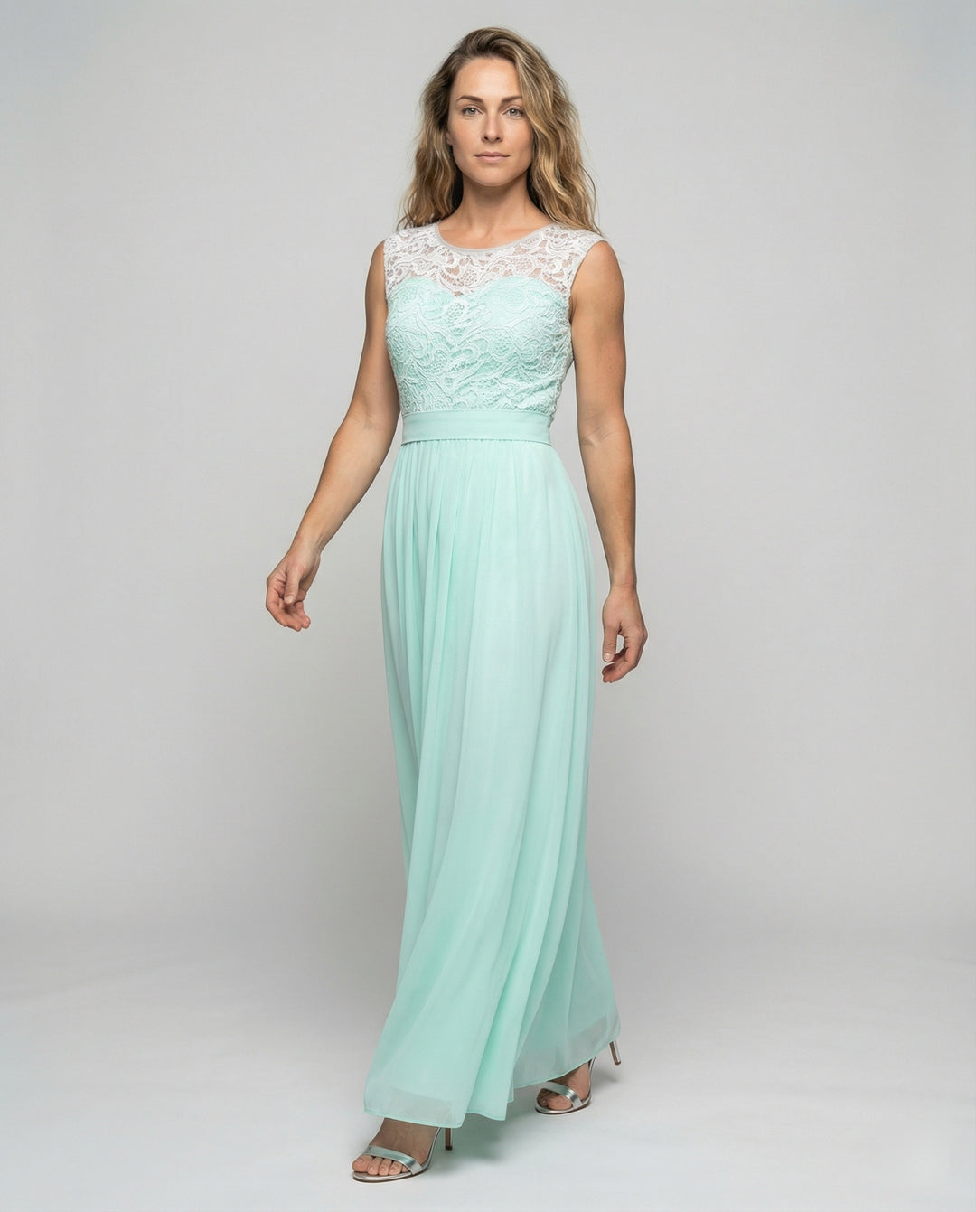 R&B | Chiffon Brautjungfernkleid mit Herz Ausschnitt, Fußlänge