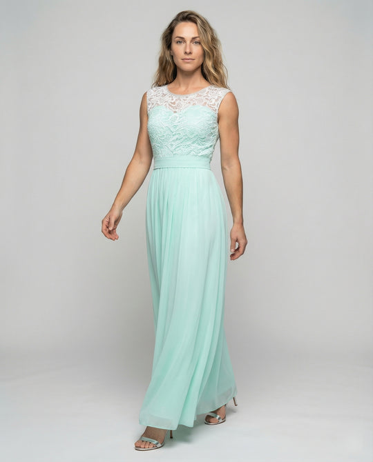 R&B | Chiffon Brautjungfernkleid mit Herz Ausschnitt, Fußlänge