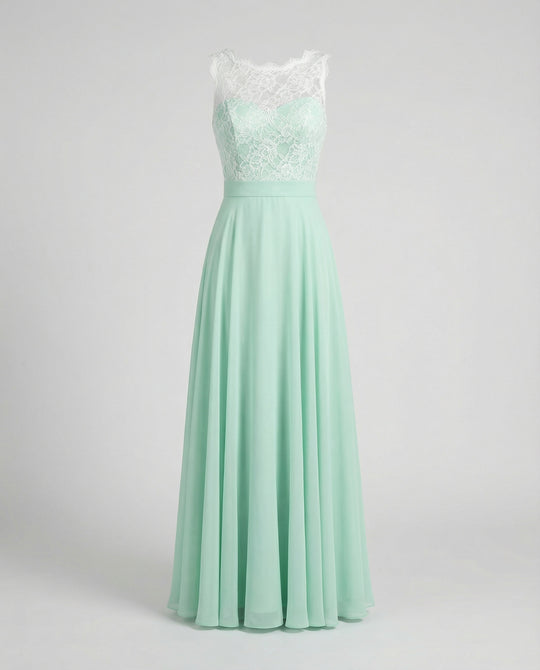 R&B | Chiffon Brautjungfernkleid mit Herz Ausschnitt, Fußlänge