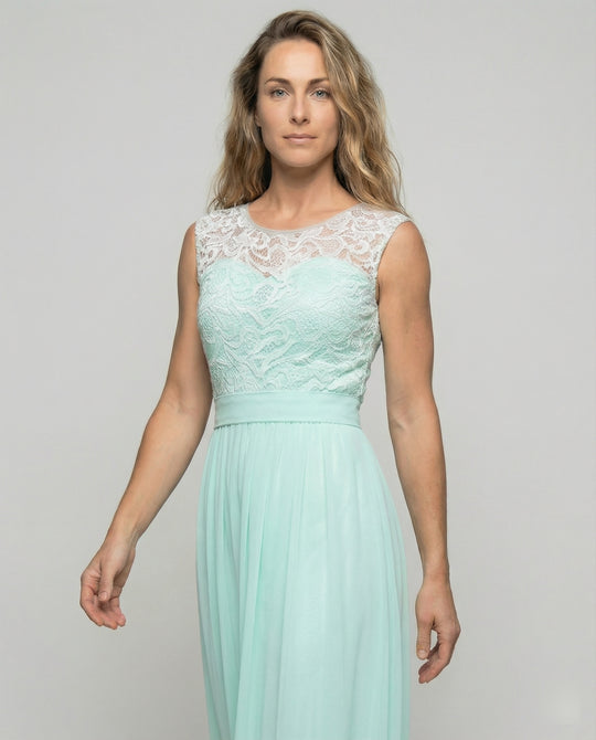 R&B | Chiffon Brautjungfernkleid mit Herz Ausschnitt, Fußlänge