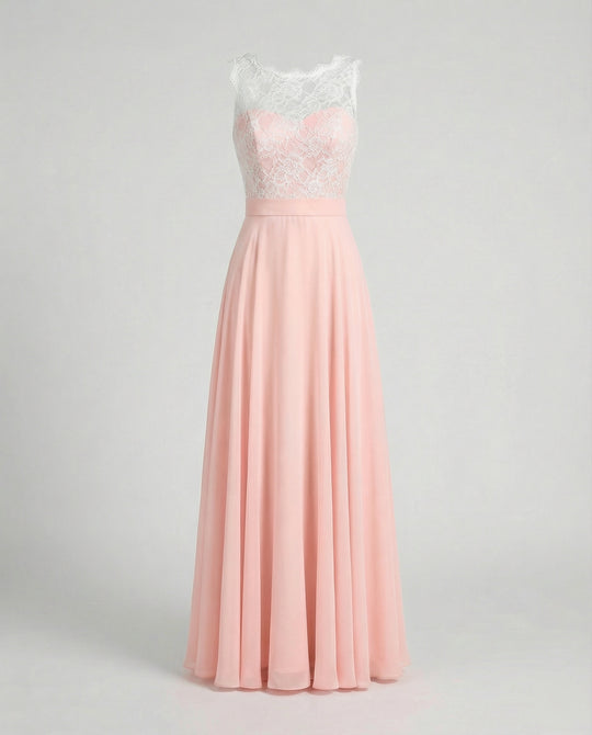 R&B | Chiffon Brautjungfernkleid mit Herz Ausschnitt, Fußlänge