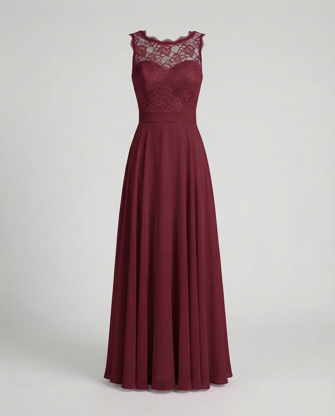 R&B | Chiffon Brautjungfernkleid mit Herz Ausschnitt, Fußlänge